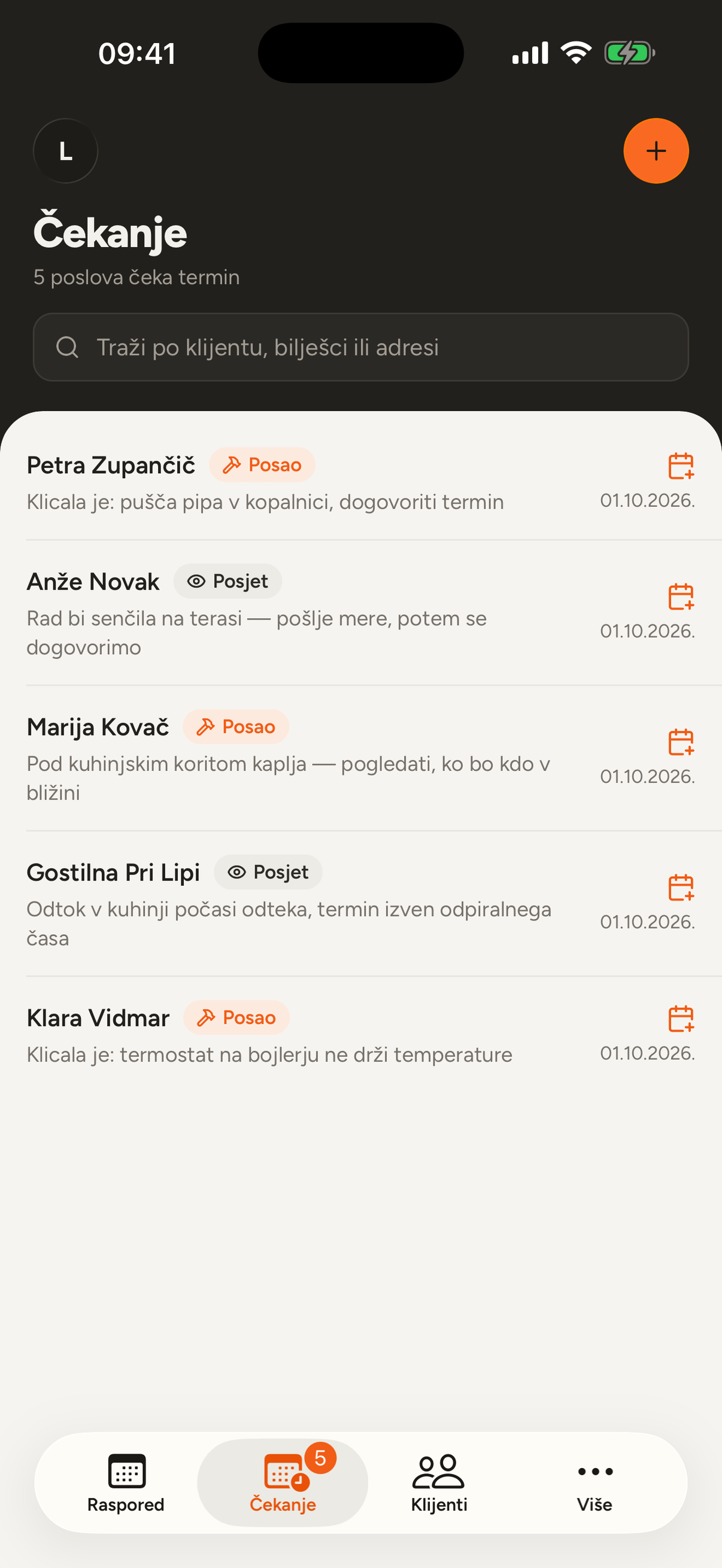 Čekanje: poslovi koji još nemaju termin